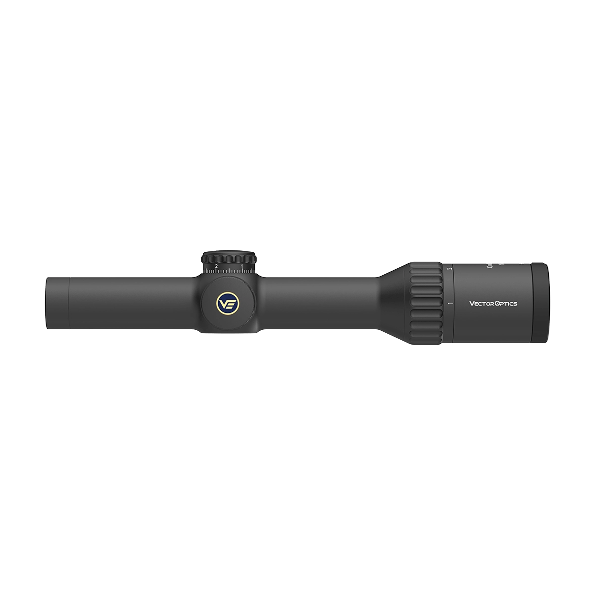 Seitliche Ansicht des Continental X8 Zielfernrohrs mit kompaktem Design und klarer Markierung für präzise Zielverfolgung.