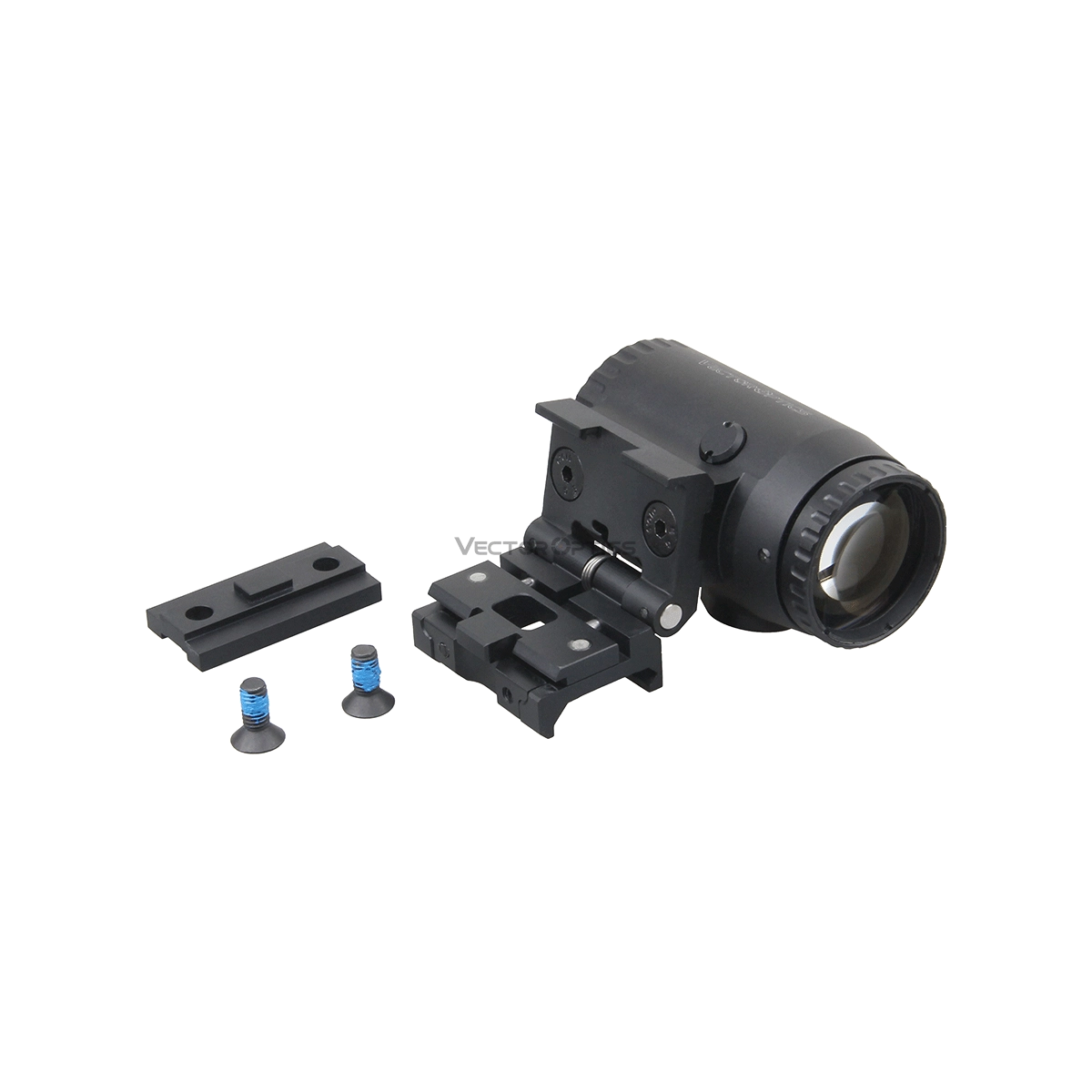 3x Magnifier Paragon von Vector Optics mit komplettem Montageset, inklusive Flip-to-Side Halterung und Schrauben für einfache Installation.