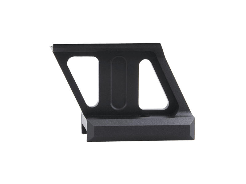 Seitliche Ansicht der Picatinny RUM Montage T1/T2 mit 38mm Höhe, gefertigt aus langlebiger Aluminiumlegierung.