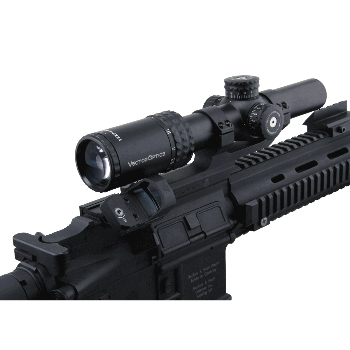 45 Grad Offset Montage MGT (RMSc) mit Red Dot auf taktischem Gewehr. Kompakte Lösung für schnelle Zielwechsel bei Optikzubehör.