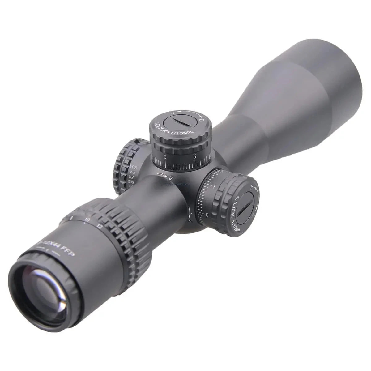 Taktisches Veyron 3-12x44 FFP Zielfernrohr mit einstellbarem Zoom und robustem Design für Luftdruckwaffen.