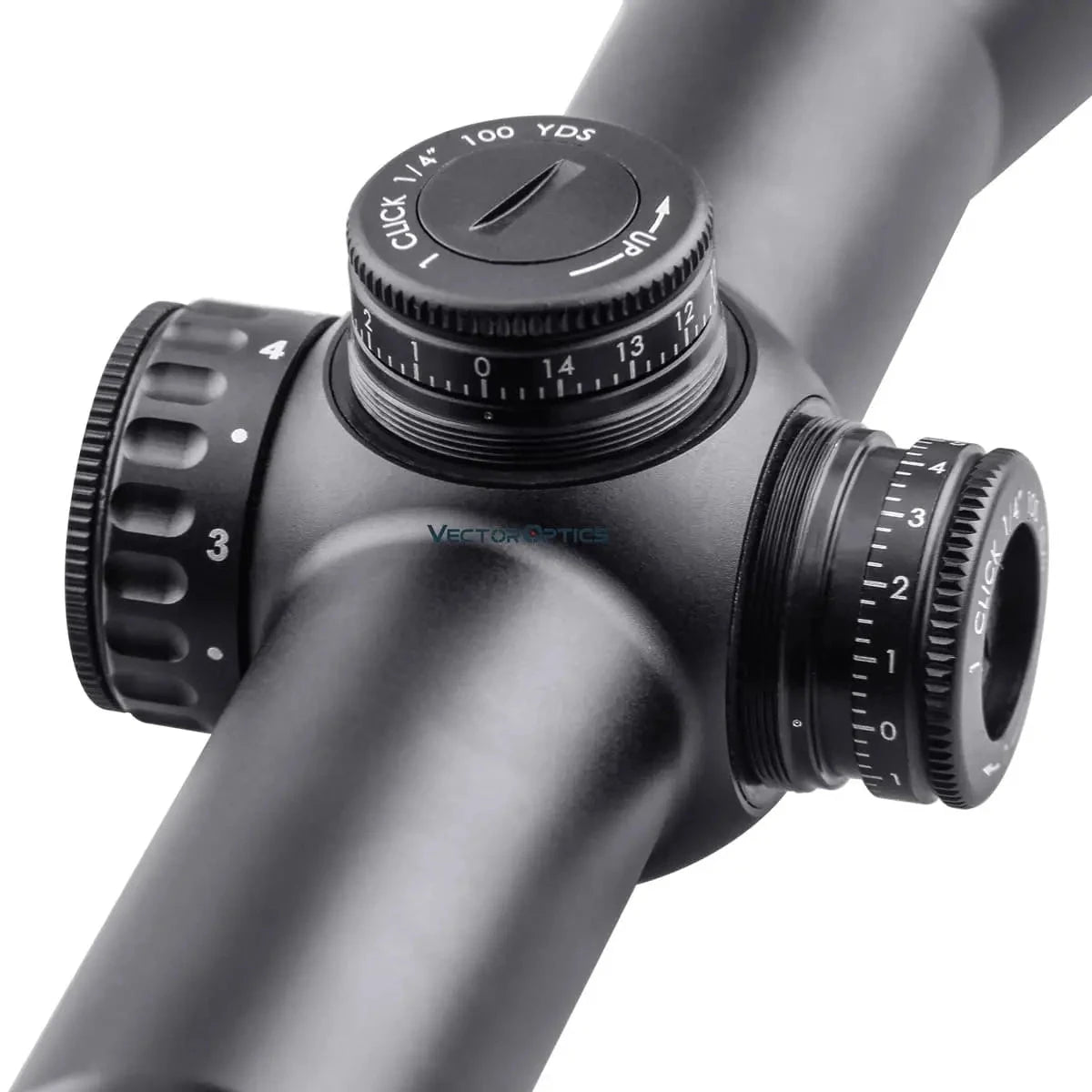 Seitliche und vertikale Türme des Continental X6 2–12×50 Zielfernrohrs mit klarer Skalierung für präzise Jagdanpassung und Zielgenauigkeit.