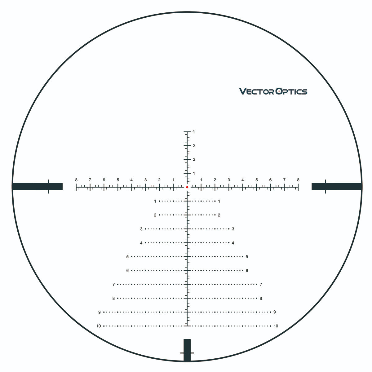 VCT FFP Absehen des Continental x6 4-24x56 Zielfernrohrs mit feiner Skala für präzise Zielerfassung und Entfernungsmessung auf weite Distanzen.