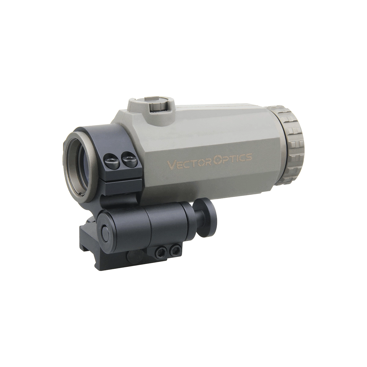 3x Magnifier Maverick-III SCMF-32 in FDE-Farbe mit 3x22 Optik und Flip-to-Side-Montage. Ideal für taktische Anwendungen und mittlere Distanzen.