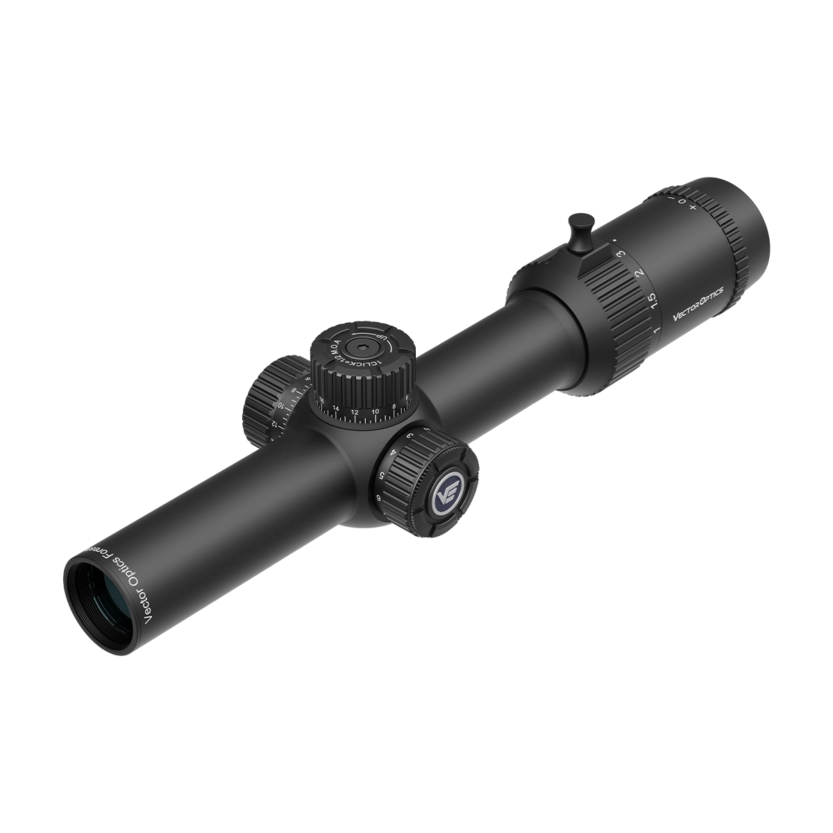 Forester 1–8×24 SFP Zielfernrohr in Schwarz mit 8-fach Zoom und beleuchtetem Absehen, ideal für Bewegungsjagd und taktische Einsätze.