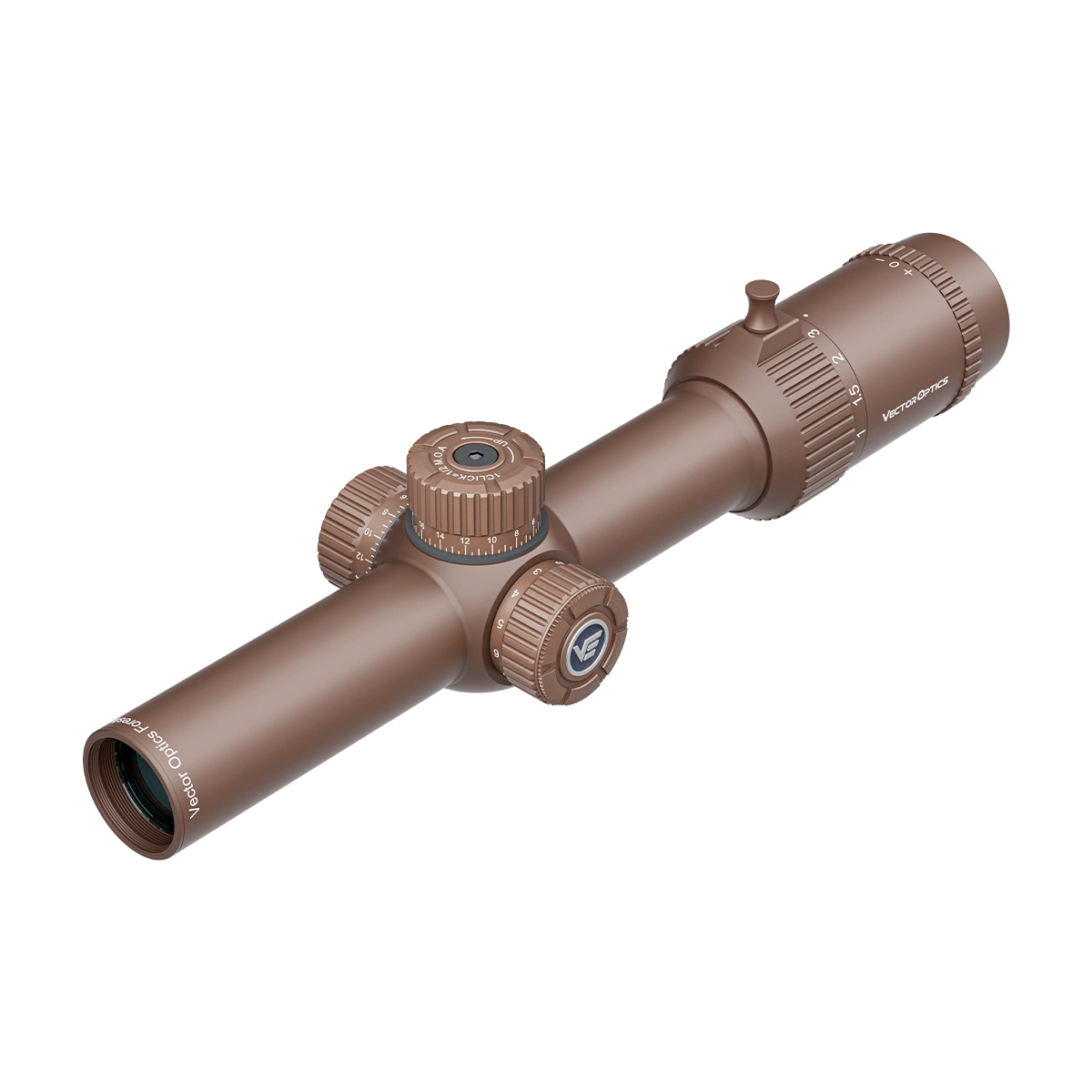 Forester 1–8×24 SFP Zielfernrohr in Braun mit 8-fach Zoom und IPX4-Schutz, stilvolle Alternative für moderne Jagdoptik.