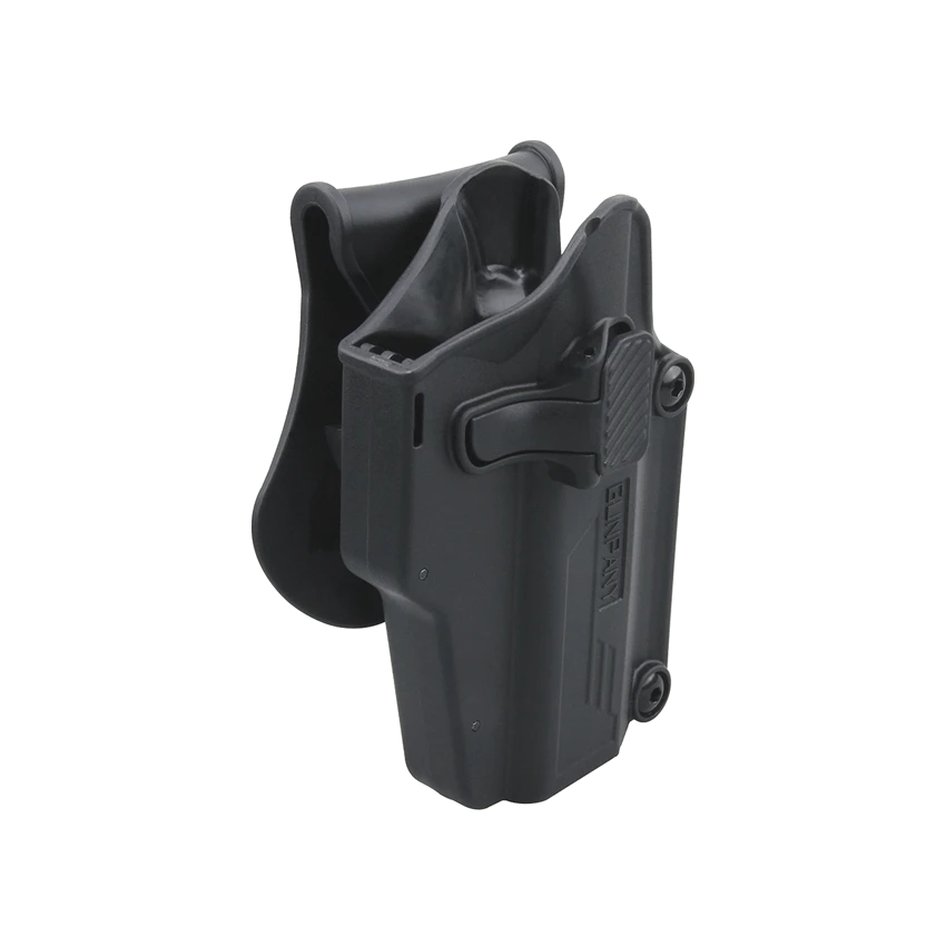 Multi-Fit Universalholster GPHR-01 mit Schnellverschluss, passend für verschiedene Pistolenmodelle, ergonomisch für Rechtshänder.