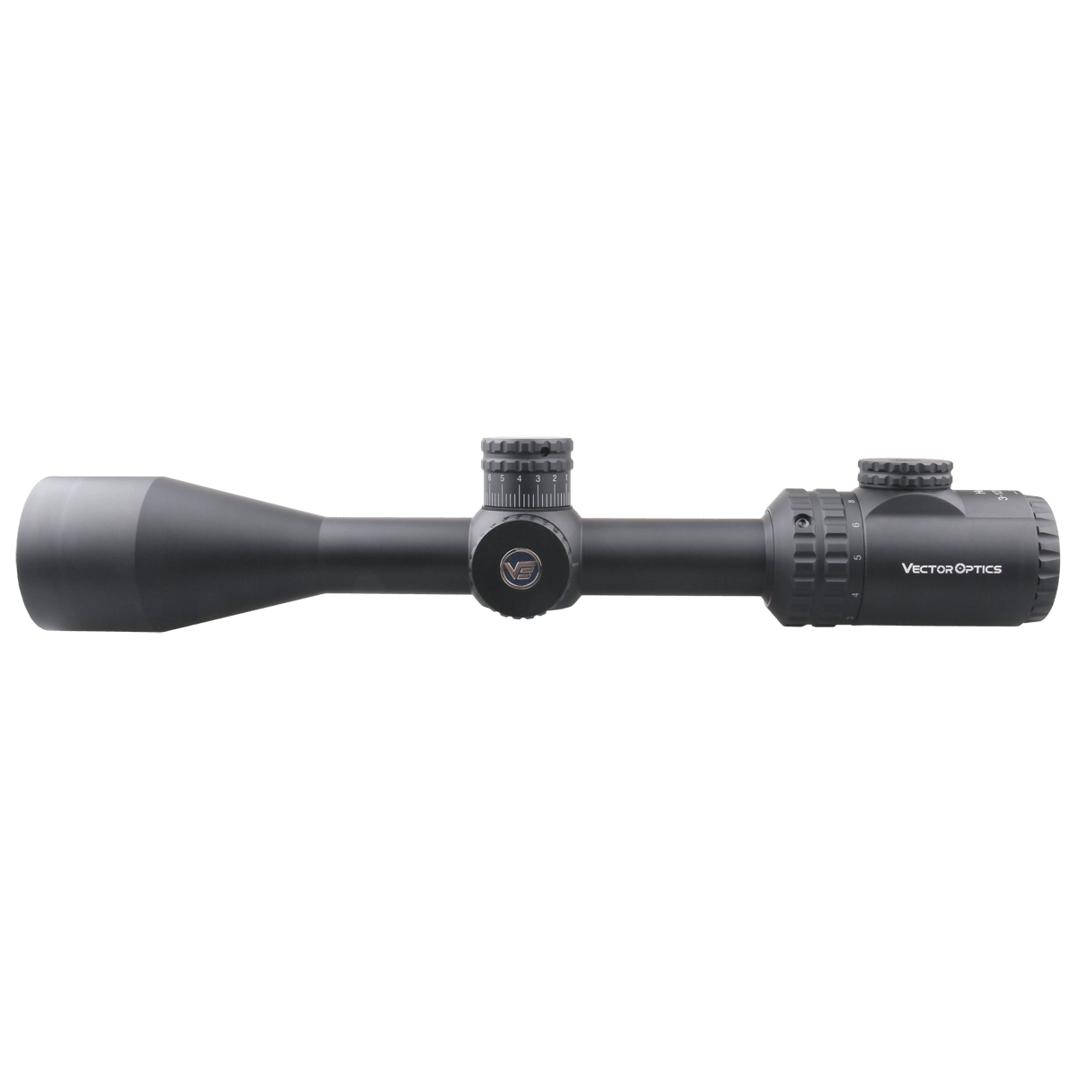 Hugo 3–12×44GT SFP Zielfernrohr mit seitlichem Parallaxenausgleich und taktischen Türmen für präzises Schießen bis 650 Yards.