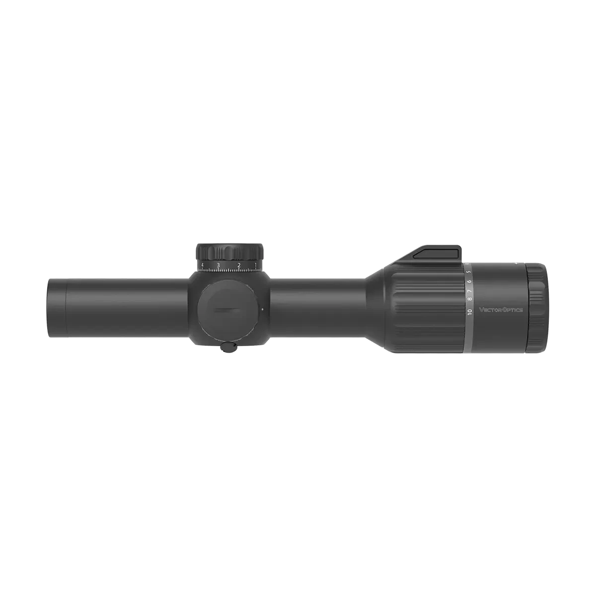 Seitliche Ansicht des Constantine 1-10x24 HD Zielfernrohrs mit klarer Optik und kompaktem Design für taktische Einsätze.