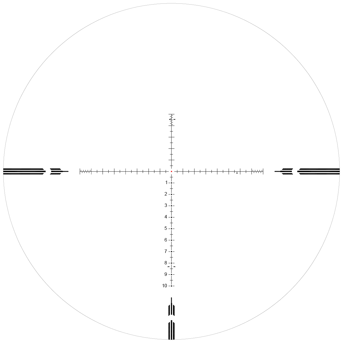 MIL-Absehen des Orion MAX Zielfernrohrs 3-18x44 mit feiner Skala für präzise Entfernungsmessung und Zielkorrektur.