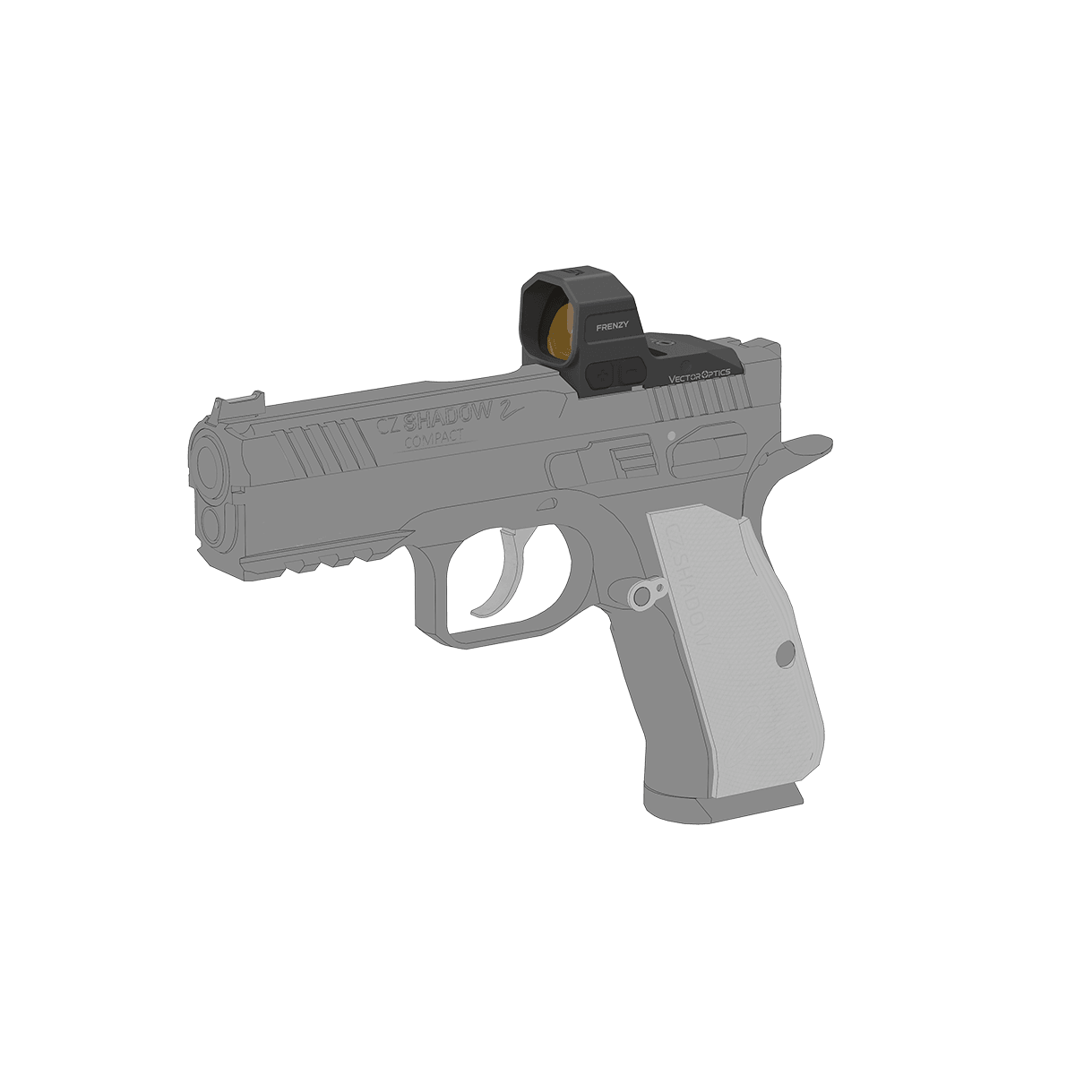 Montiertes Frenzy 1x20x24 SCRD-82 auf CZ Shadow 2 OR Pistole, zeigt perfekte Passform und optimierte Zieloptik für Sportschützen.
