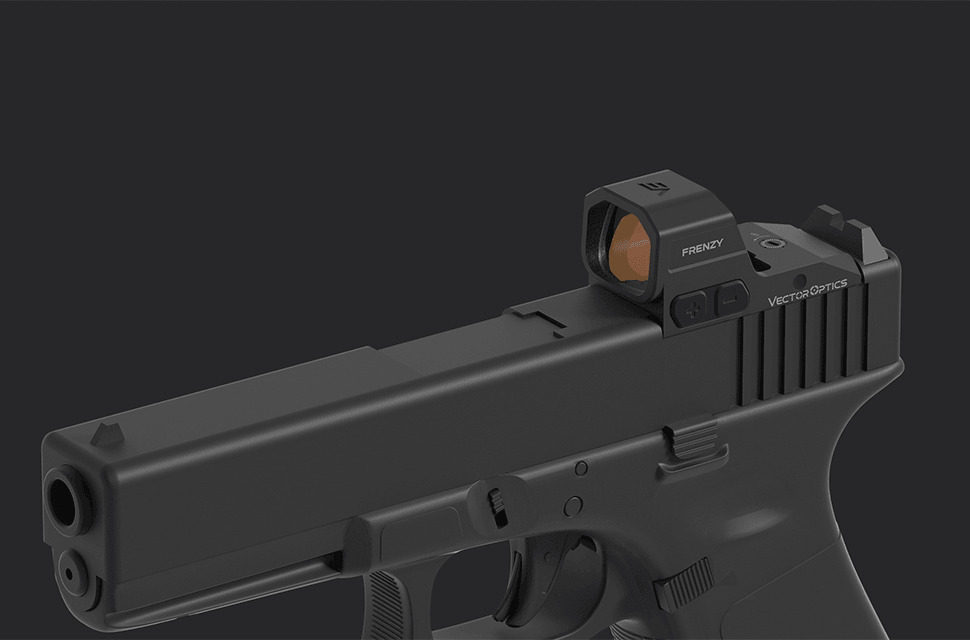 Frenzy 1x16x21 MOS montiert auf Glock MOS Pistole, zeigt perfekte Passform und klare Zieloptik für professionelle Anwendungen.
