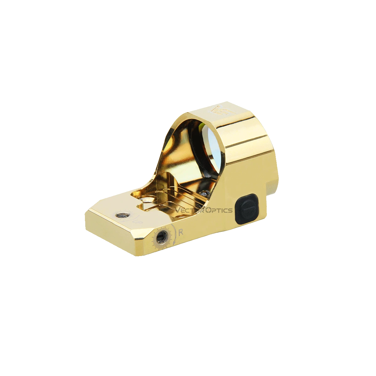 Kompaktes Frenzy 1x22x26 Red Dot Sight in Gold mit seitlichem Bedienknopf und präziser Optik für Jagd und Sportschützen.