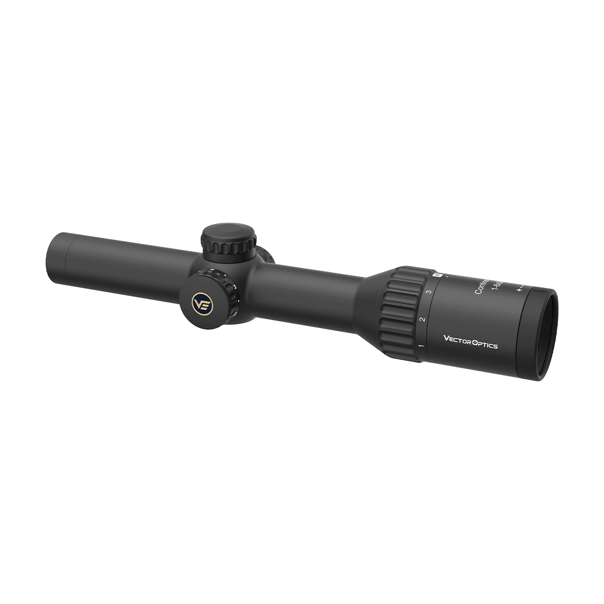 Seitenansicht des Vector Optics Continental X6 1–6×24 Fiber mit kompaktem Design und ergonomischer Bedienung für taktische Anwendungen.