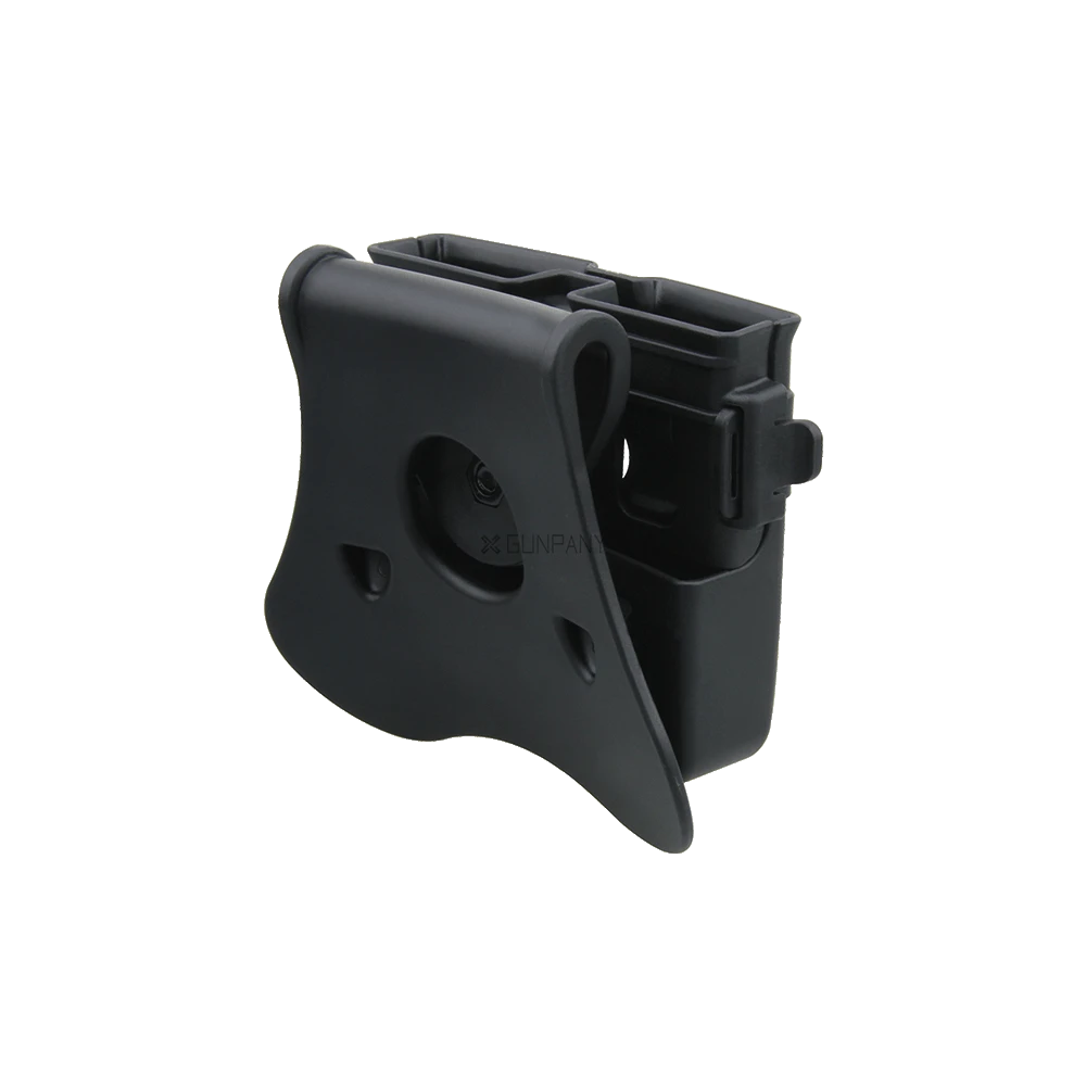 Rückansicht des Universal Magazin-Pouch GPPD-01 mit Gürtelclip und ergonomischer Form, geeignet für 9mm, .40, .45 Magazine im taktischen Einsatz.