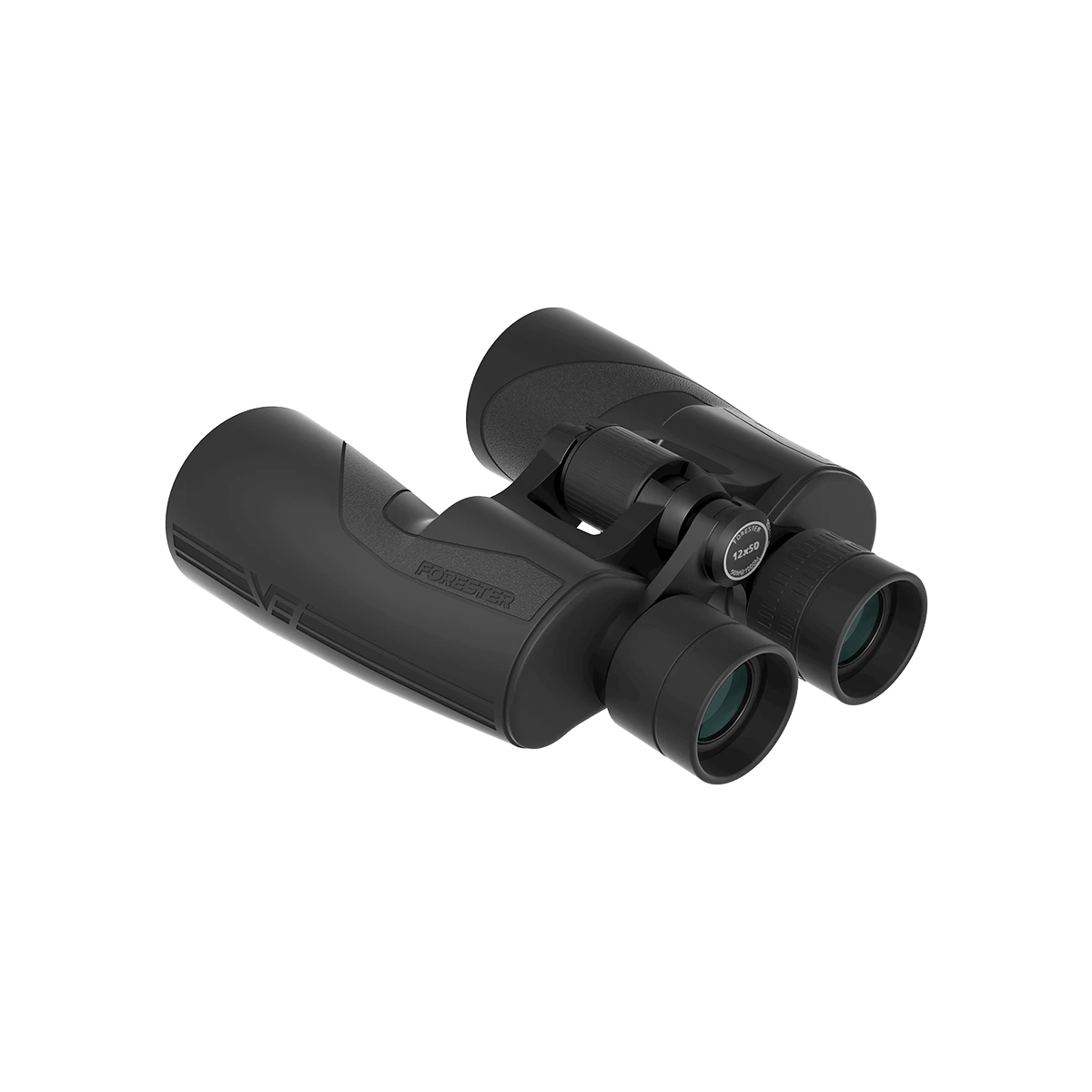 Forester 12x50 Fernglas mit ergonomischem Design und zentralem Fokussierrad, perfekt für kontrastreiche Bilder bei Outdoor-Abenteuern.