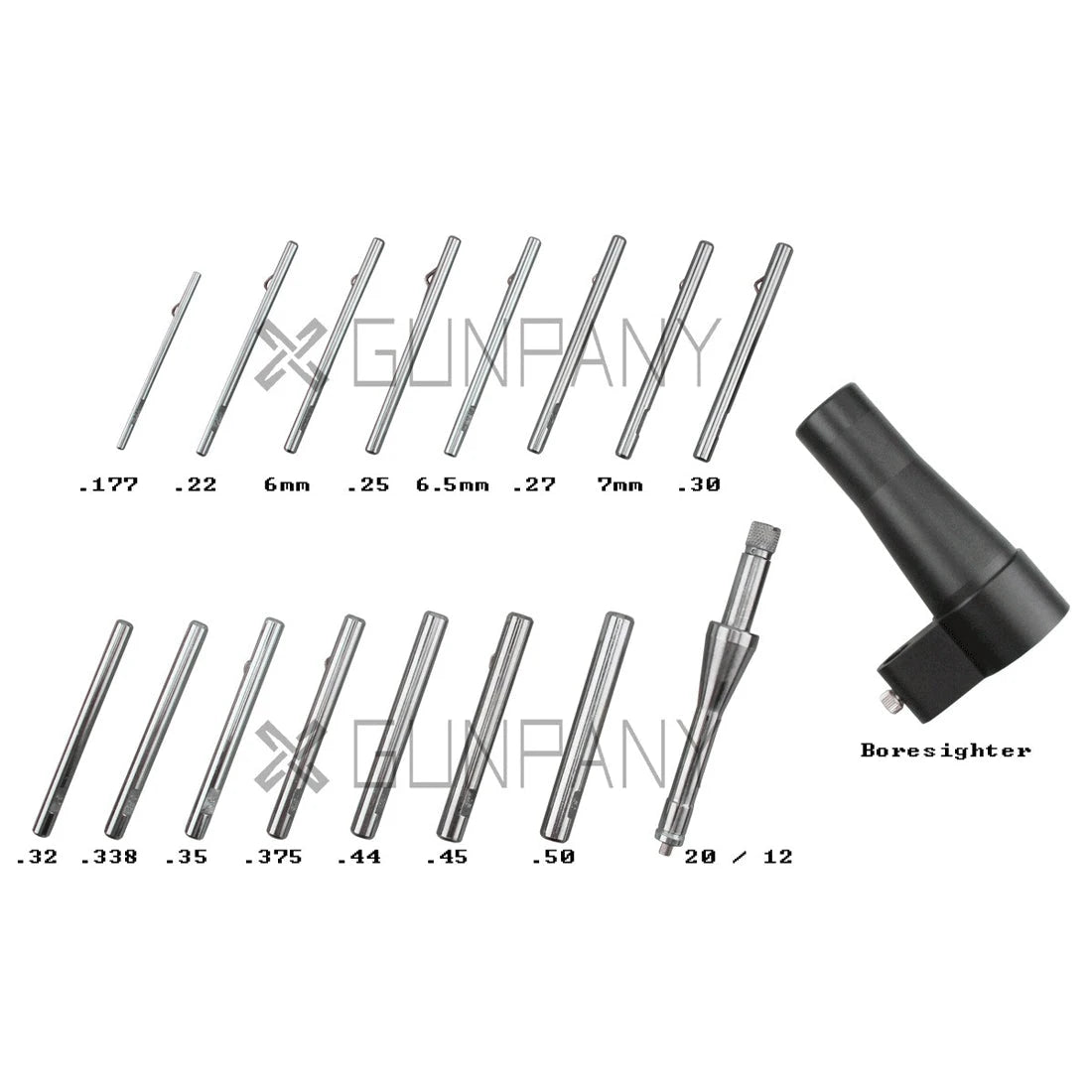 Einschiesshilfe Komplettset GPBS-01 mit 16 Kaliberadaptern und Boresighter für Gewehre, Schrotflinten und Kurzwaffen, ideal zur Zieljustierung