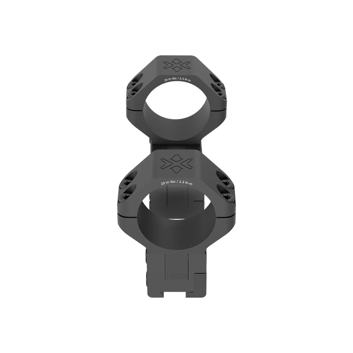 Obenansicht der 30mm Cantilever Alu-Ringe mit Dovetail 11mm, zeigt symmetrisches Design und sichere Fixierung für Zielfernrohre.
