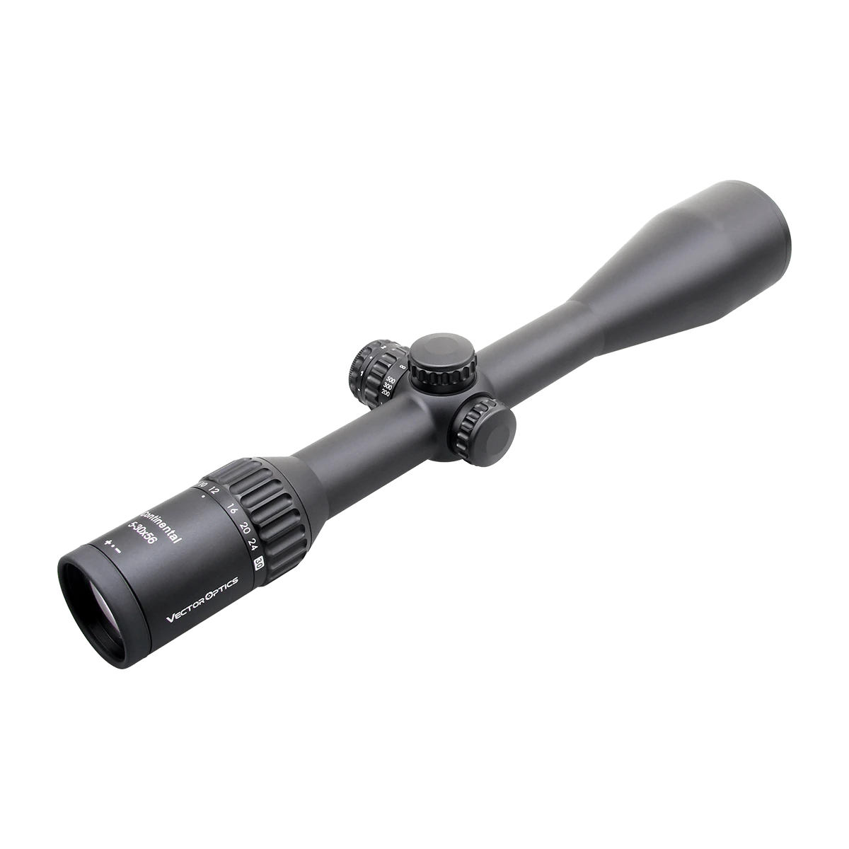 Rückansicht des Continental x6 5-30x56 SFP Zielfernrohrs mit Vergrößerungsring und klarer Markierung für einfache Handhabung bei der Jagd.