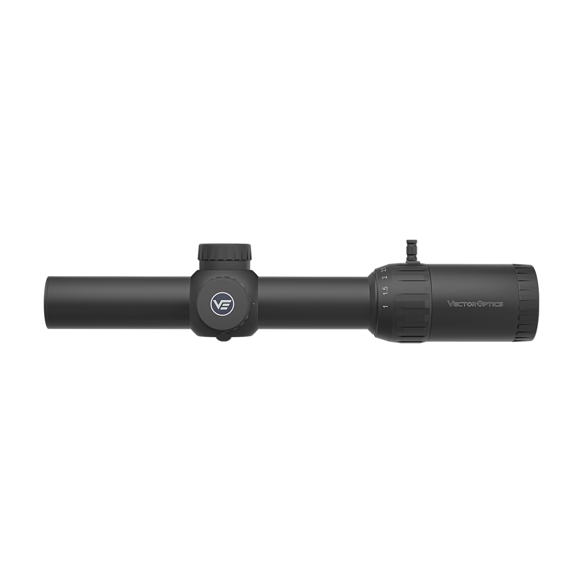 Seitliche Ansicht des Constantine 1–10×24 SFP Zielfernrohrs mit kompaktem Design und robustem Gehäuse