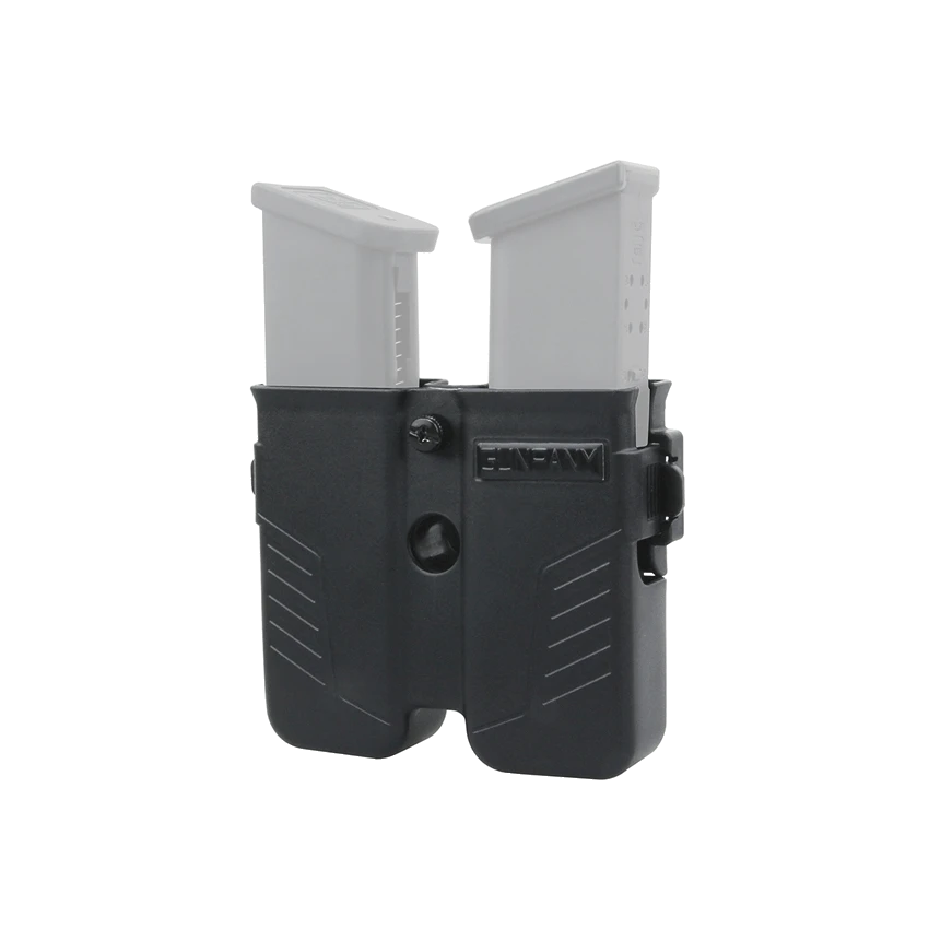 Universal Magazin-Pouch GPPD-01 mit zwei eingesetzten Magazinen, passend für 9mm, .40, .45 Kaliber, ideal für schnellen Zugriff im Einsatz.