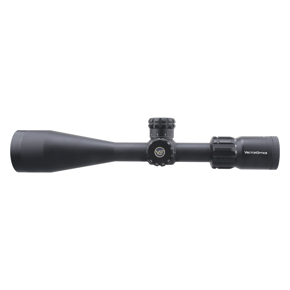 Paragon 4-20x50 SFP Vector Optics Zielfernrohr mit schlankem Design und mittigem Verstellturm, ideal für präzises Sportschießen.