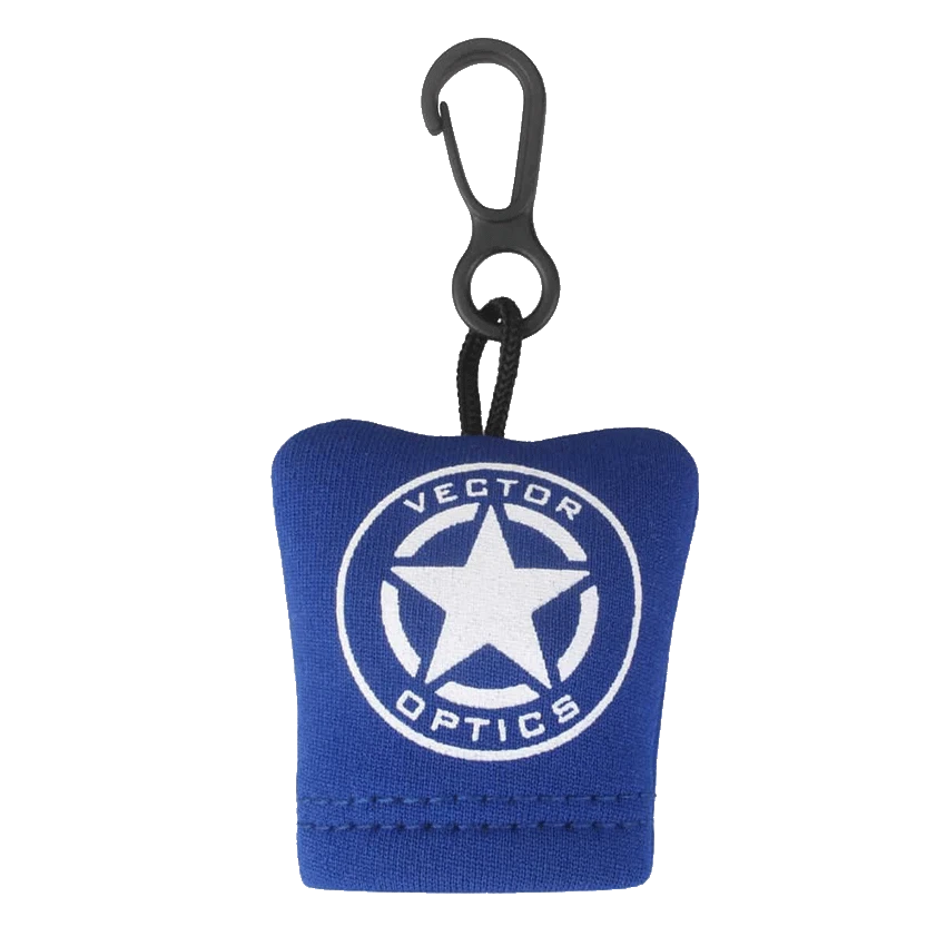 Blaues Etui mit Vector Optics Logo für Mikrofaser Reinigungstuch - Optiken, mit Clip zur Befestigung an Ausrüstung oder Tasche.