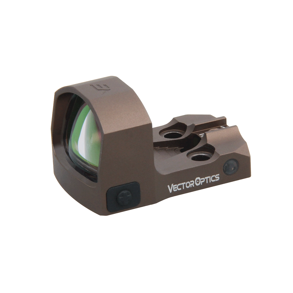 Frenzy-S 1x17x24 Red Dot Sight in brauner Ausführung mit offenem Design, ideal für taktische Anwendungen und Pistolen.