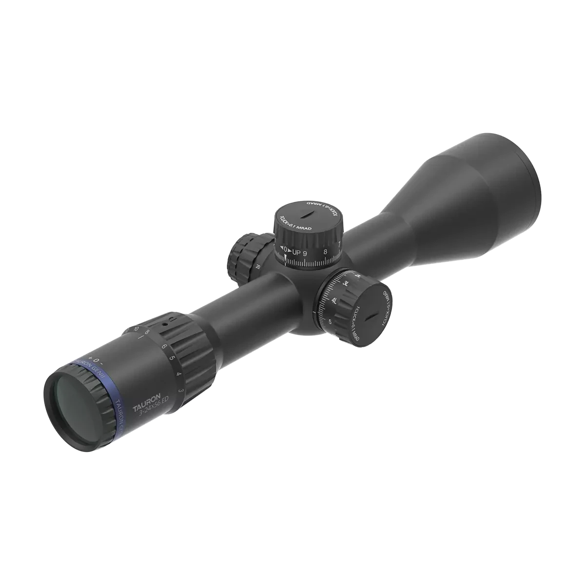 Tauron 3-24x56 ED SFP Zielfernrohr mit verstellbarem Okular und taktischen Türmen für höchste Präzision bei jeder Entfernung.