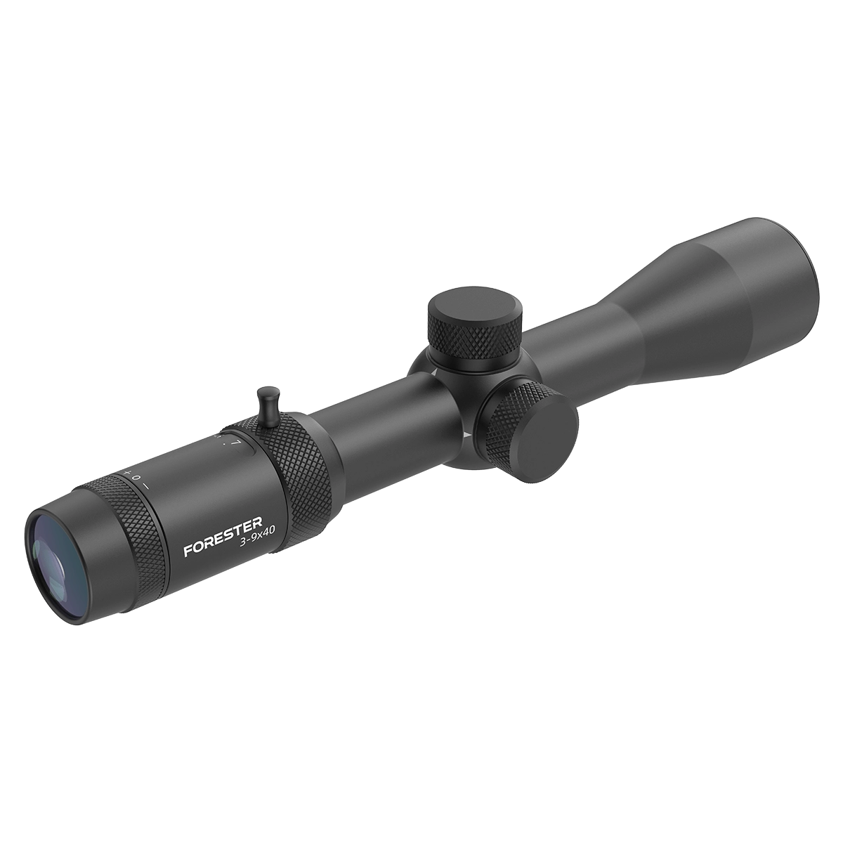 Forester JR 3–9×40 SFP Zielfernrohr mit seitlichem Zoomhebel und klarer Objektivlinse. Optimal für MPVO SFP Anwendungen auf mittlere Distanzen.
