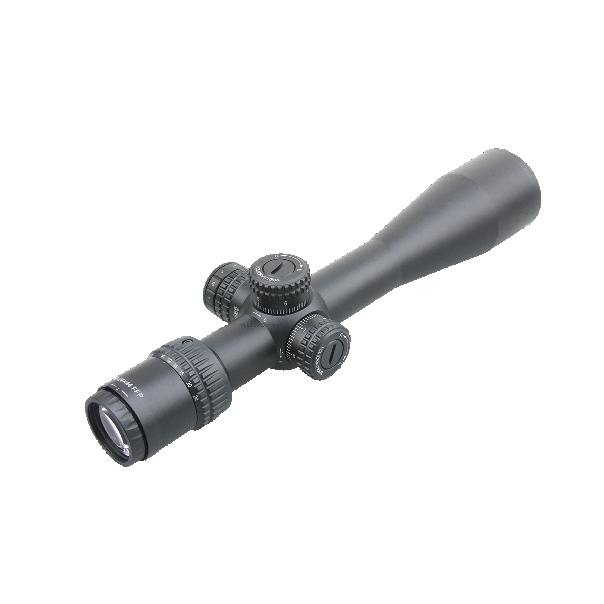 Detailansicht des Veyron 6-24x44 IR Zielfernrohrs mit Zero Stop und Turret Lock Funktion für zuverlässige Zielverfolgung.