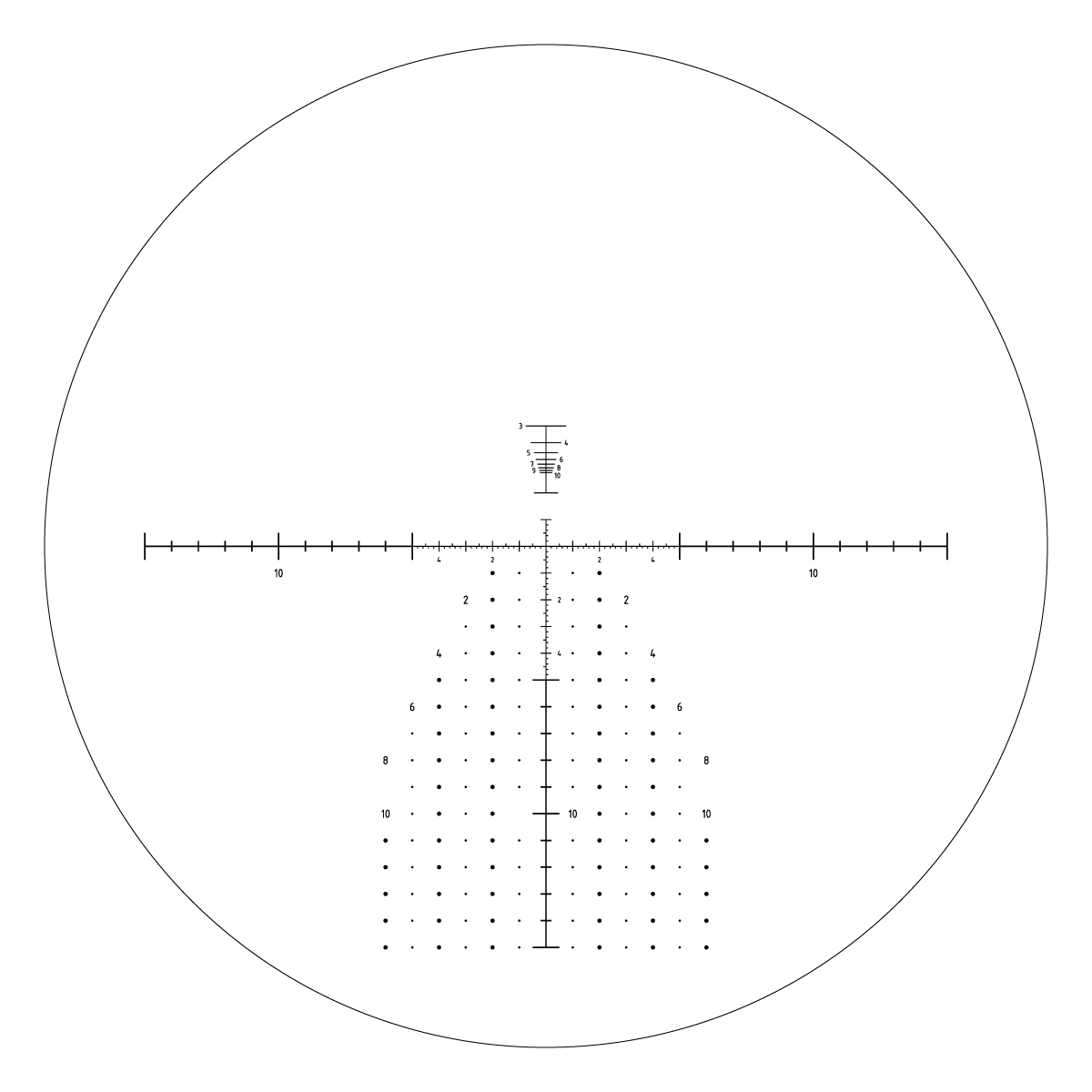 Absehenansicht des Continental 20-60x80ED - Fernrohr mit detaillierter Skala zur Entfernungsmessung und Zielerfassung für präzise Beobachtungen.