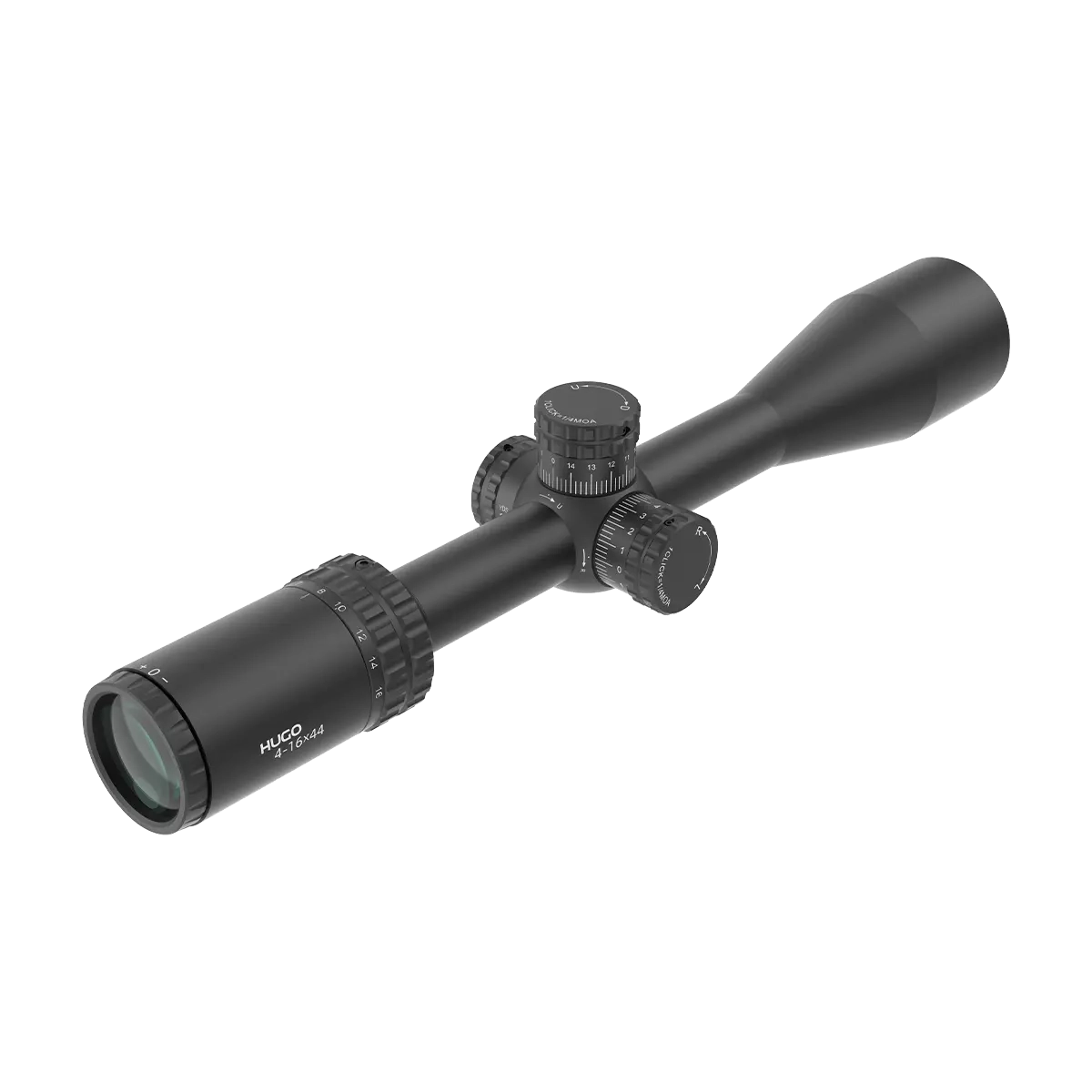 Hugo 4-16x44 SFP SCOL-29 Zielfernrohr mit MOA-Klickverstellung und Parallaxenausgleich, perfekt für Sportschützen und Jäger.