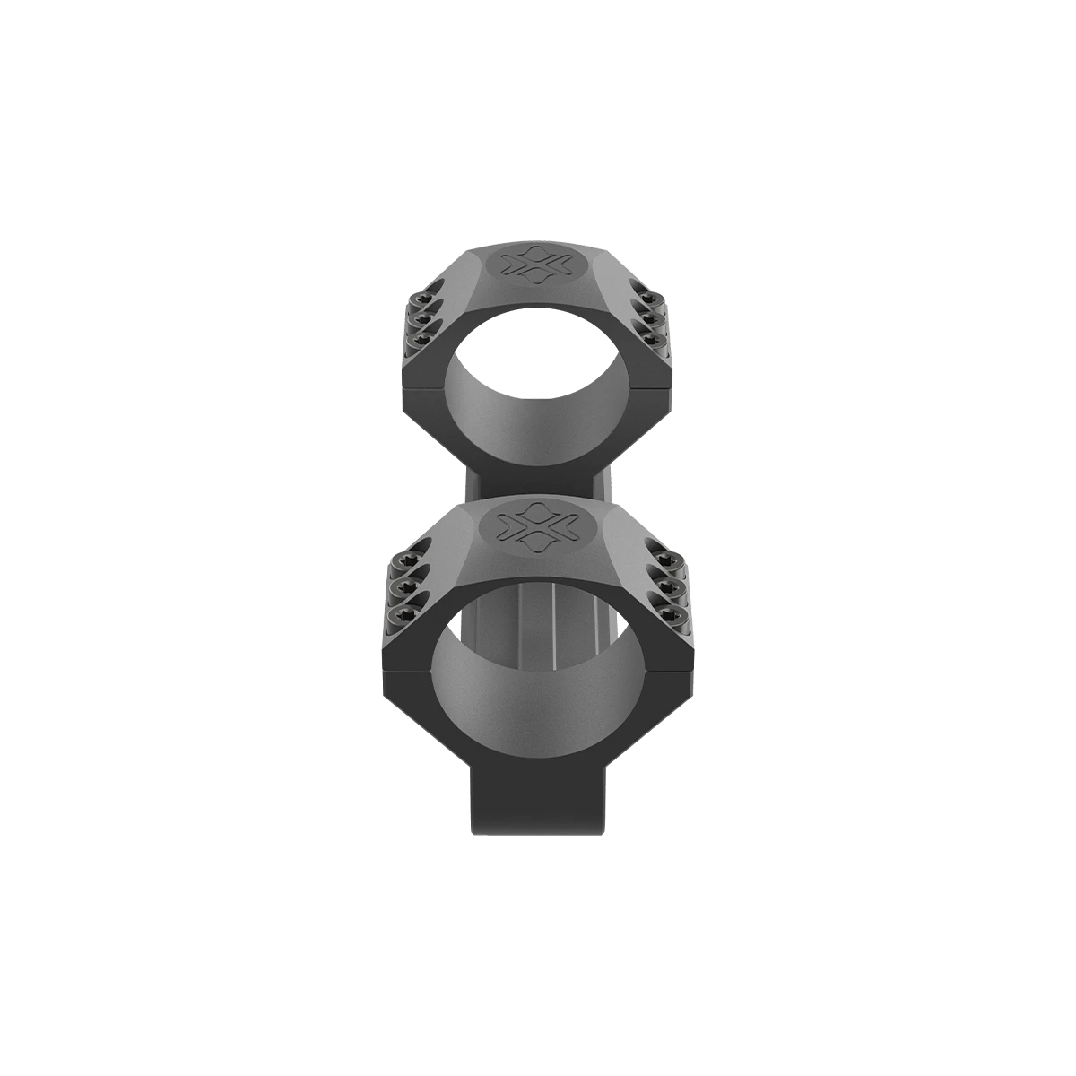 Frontansicht der Cantilever 40mm Höhe - 34mm Zielfernrohrmontage 0MOA mit präziser Ringausrichtung für sichere Zielfernrohrbefestigung.