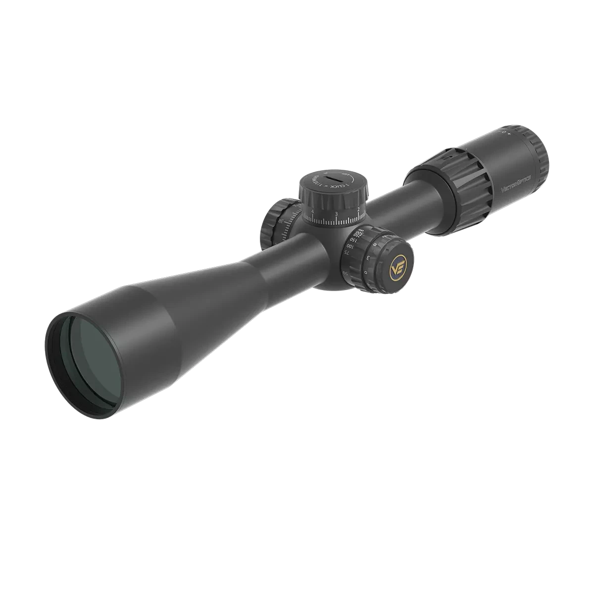 Vector Optics Tauron 4-24x50 FFP Zielfernrohr mit taktischen Verstelltürmen und robustem Design für präzises Schießen auf mittlere Distanzen.