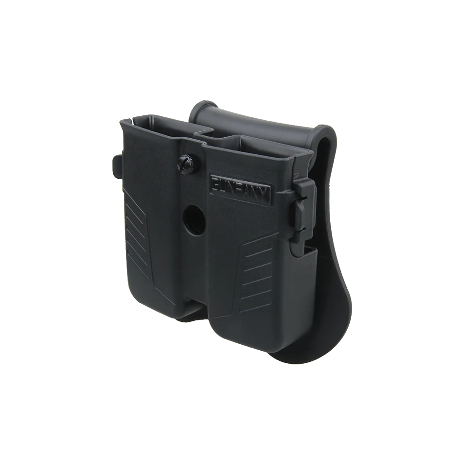 Seitenansicht des Universal Magazin-Pouch GPPD-01 mit verstellbarer Spannung, robustem Design und Clip-Halterung für Training oder Dienst.