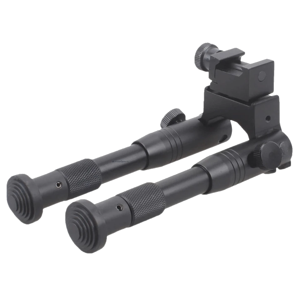 Kompaktes Vector Optics Aluminium Zweibein SCBPW-01 mit gefederten Beinen und rutschfesten Gummifüßen für sicheren Halt beim Schießen.