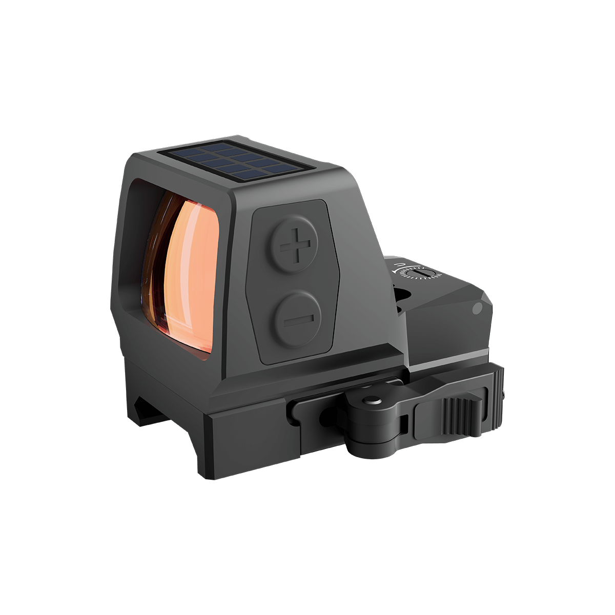 Frenzy Plus 1×22×32 QD Red Dot mit Solarpanel auf der Oberseite, kombiniert Solarenergie und Batterie für maximale Laufzeit.