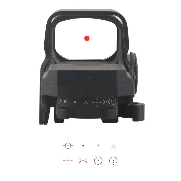 Omega 8 SCRD-04 mit 8 auswählbaren Absehen und rotem Zielpunkt, ideal für schnelle Zielerfassung bei Jagd und Sport.