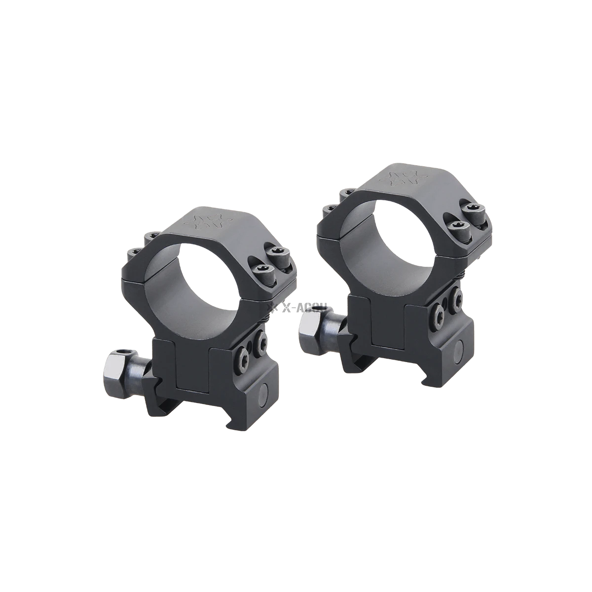 Zwei Alu-Ringe X-Accu höhenverstellbar, Modell XASR-3040, für stabile Zielfernrohrmontage mit hoher Präzision und Vielseitigkeit.