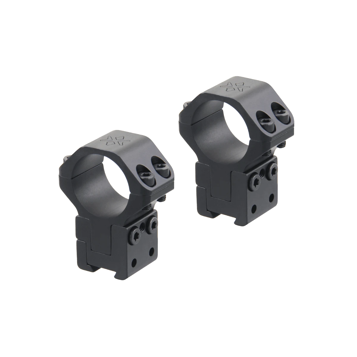 Set aus zwei höhenverstellbaren Alu-Ringen X-Accu XASR-3045 für Zielfernrohre, gefertigt für maximale Stabilität und Wiederholgenauigkeit.