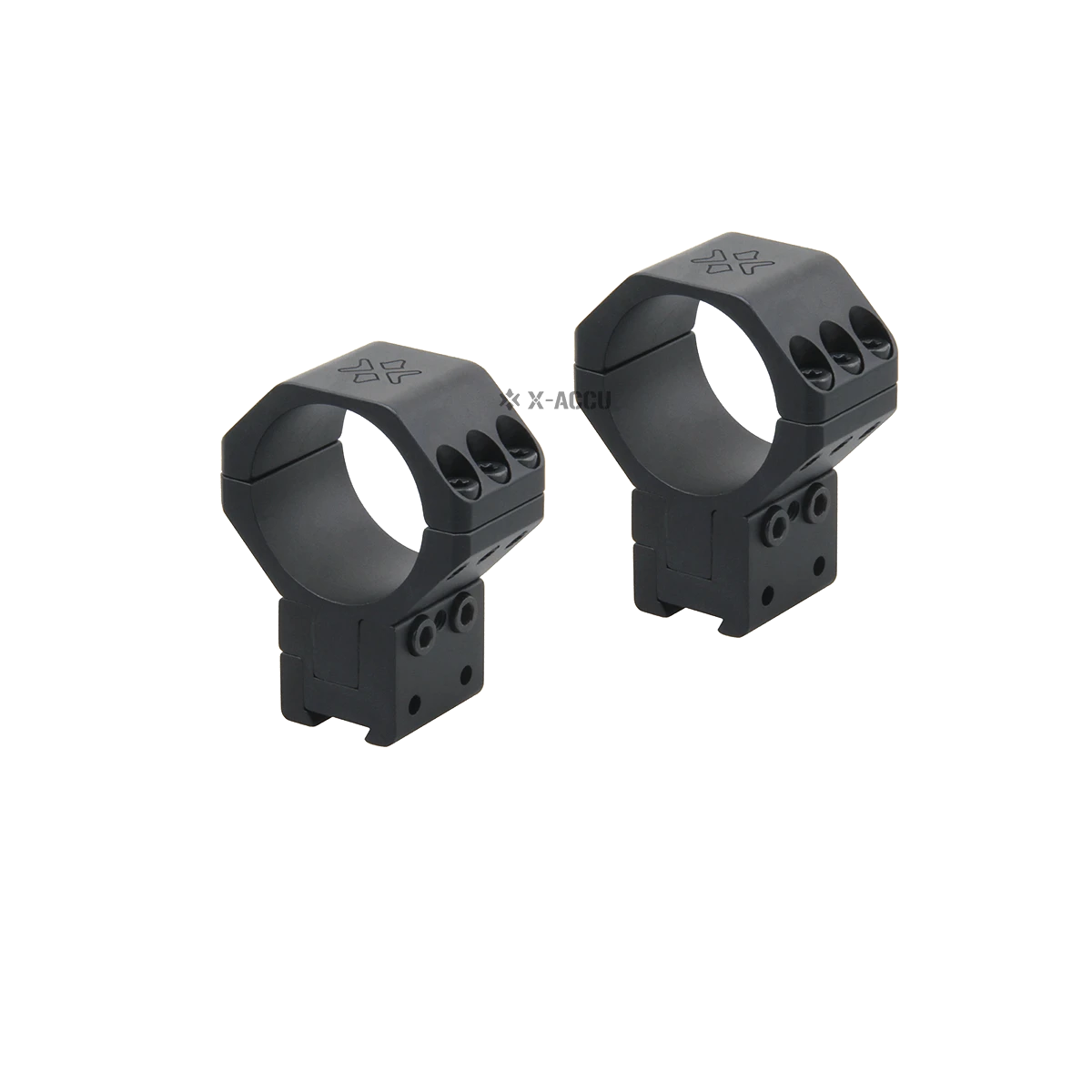 Höhenverstellbare Zielfernrohr-Ringe X-Accu XASR-3055 aus Aluminium, ideal für taktisches Optikzubehör mit robuster Bauweise.