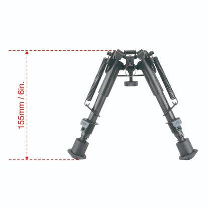 Taktisches Carbon Zweibein RSCFP-06 mit 155 mm Länge, kompakt und leicht für präzise Schüsse auf kurze Distanzen.
