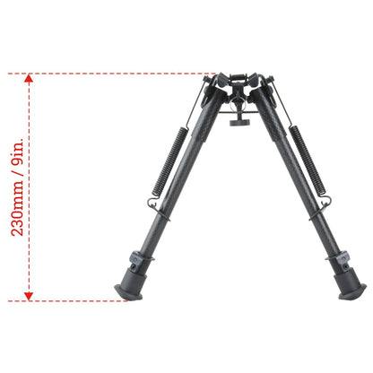 Taktisches Carbon Zweibein RSCFP-09 mit 230 mm Länge, ideal für erhöhte Schießpositionen und maximale Zielstabilität.