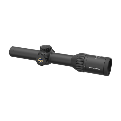 LPVO Zielfernrohr Continental X6 1–6×24 mit SFP Absehen, ideal für taktische Anwendungen und Jagd, Seitenansicht mit Logo.