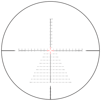 VTA-8 MIL Absehen des Tauron HD MIL FFP Zielfernrohrs mit feiner MIL-Skalierung für exakte Zielerfassung bei PRS-Wettkämpfen.