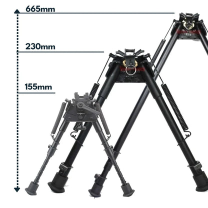 Zweibein Aluminium Längen - Vector Optics Rokstad SCBPS-04/05/06 in drei Höhen 155mm, 230mm und 665mm, ideal für variierende Schießpositionen.