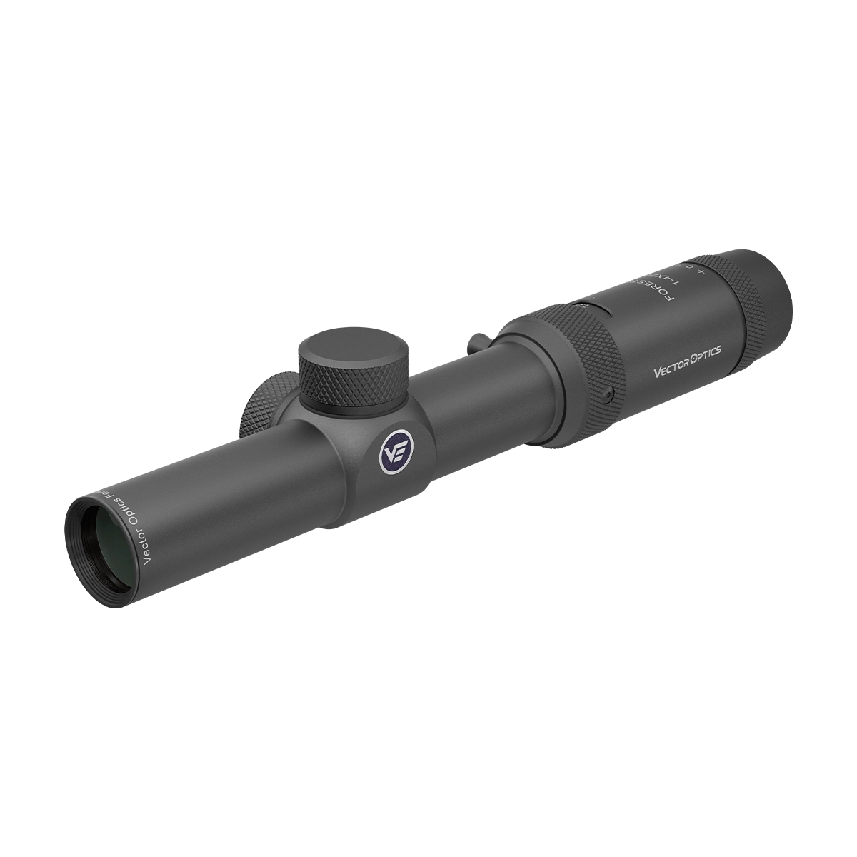 Forester 1–4×24 SFP - Vector Optics Zielfernrohr mit robustem Design und kompaktem Gehäuse für präzises Zielen bei Kurz- und Mitteldistanzen.