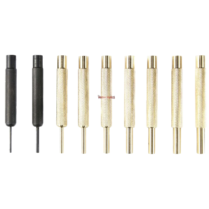 9er-Set Durchschläge - Waffenschmied Werkzeug Set aus Edelstahl & Messing mit rutschfestem Griff für präzise Waffenreinigung und -pflege.