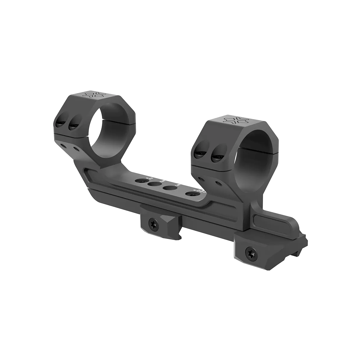 Verstellbare Cantilever-Montage mit 38mm Höhe für Picatinny-Schienen, gefertigt aus robustem CNC-Aluminium für optimalen Augenabstand.